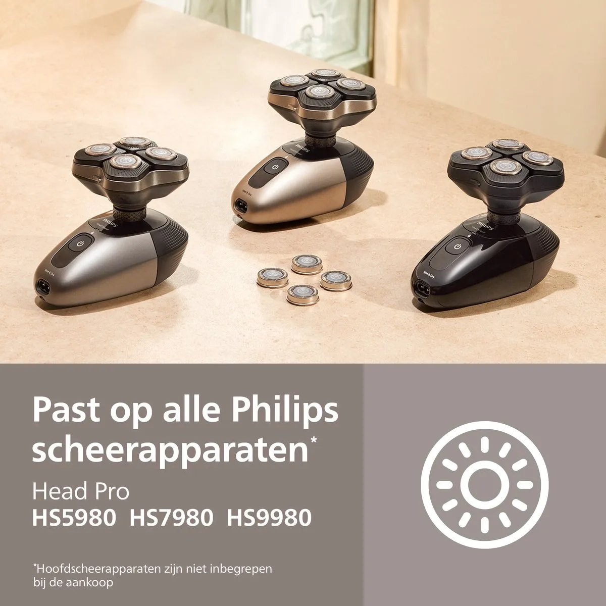 Philips Series 5000/7000/9000 HS740/15 Vervangende Scheerkoppen - 4 Stuks - afbeelding 6 van 6