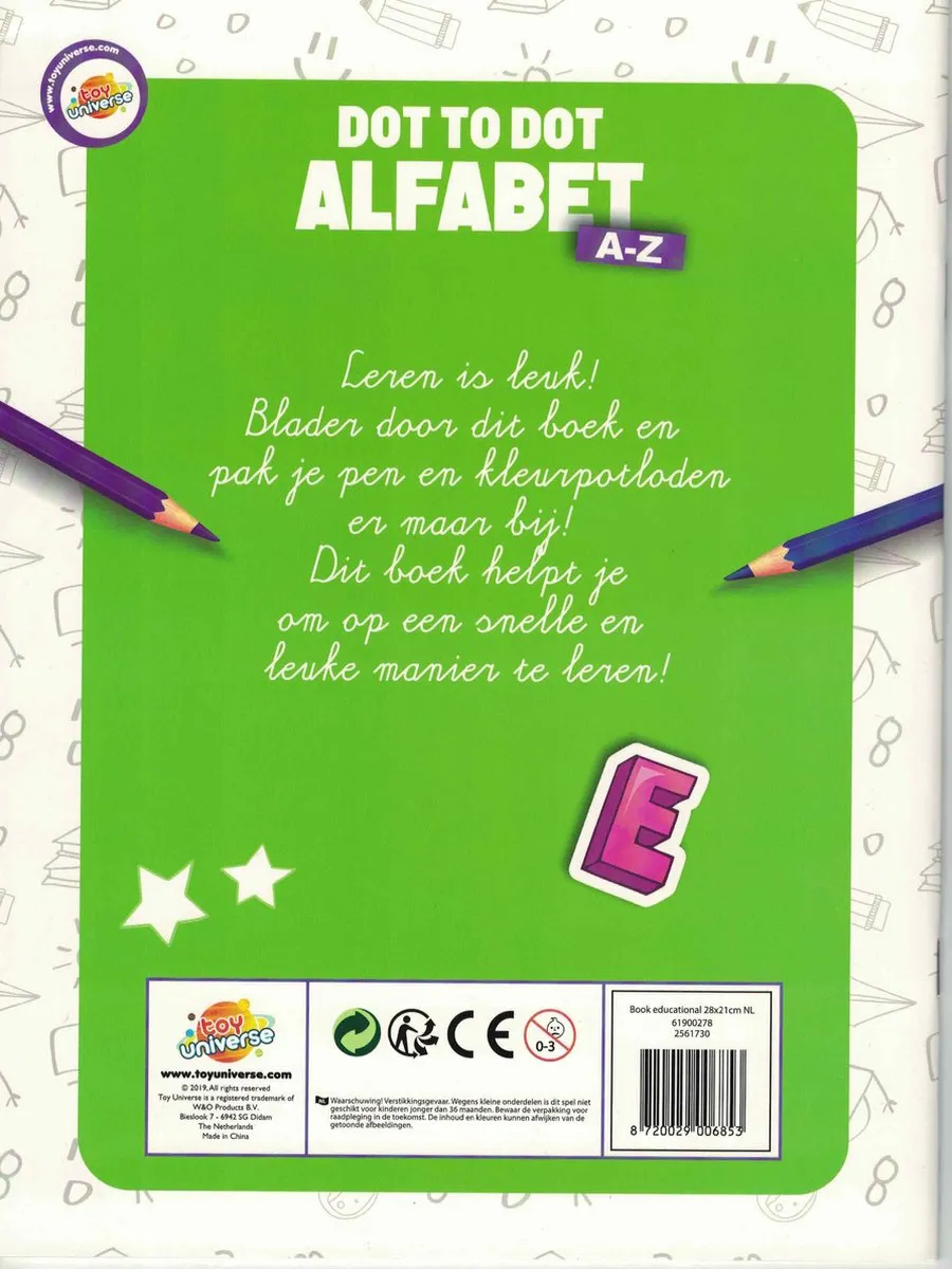 Leren Spelenderwijs het alfabet met letters kijken leuk alfabet boek met stickers en achterin het boek de oplossingen