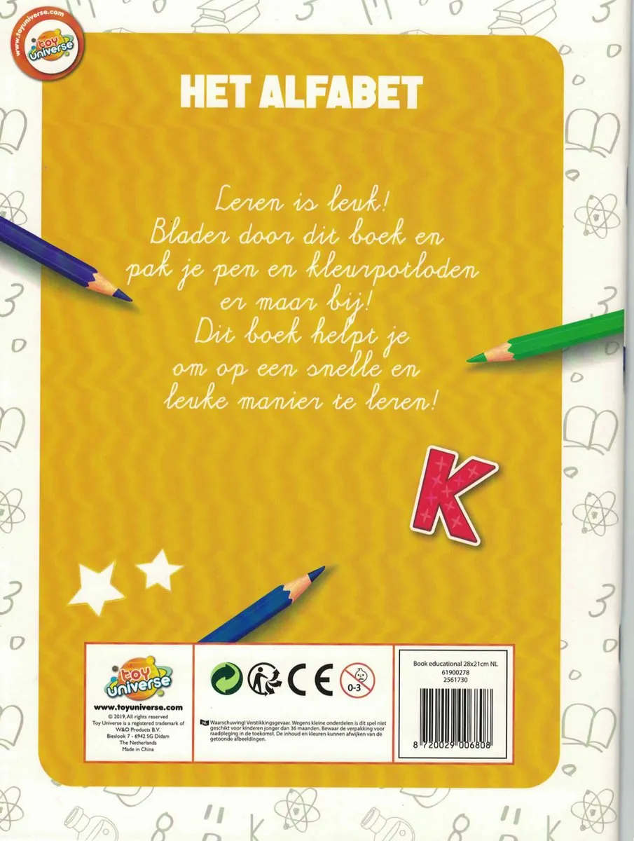 Leren Spelenderwijs het alfabet met letters kijken leuk alfabet boek met stickers en achterin het boek de oplossingen