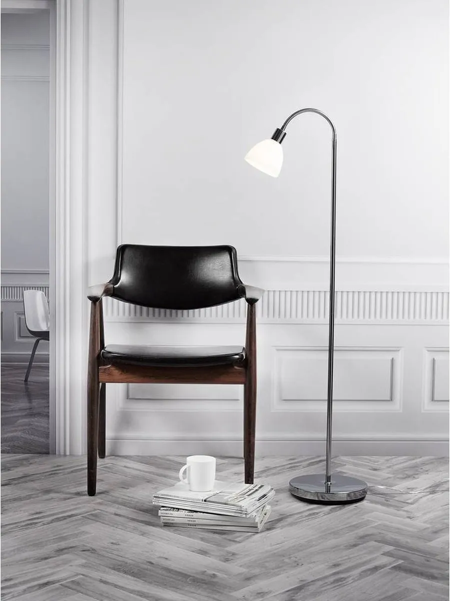 Nordlux Ray Vloerlamp 155cm - Chroom/Wit Glas