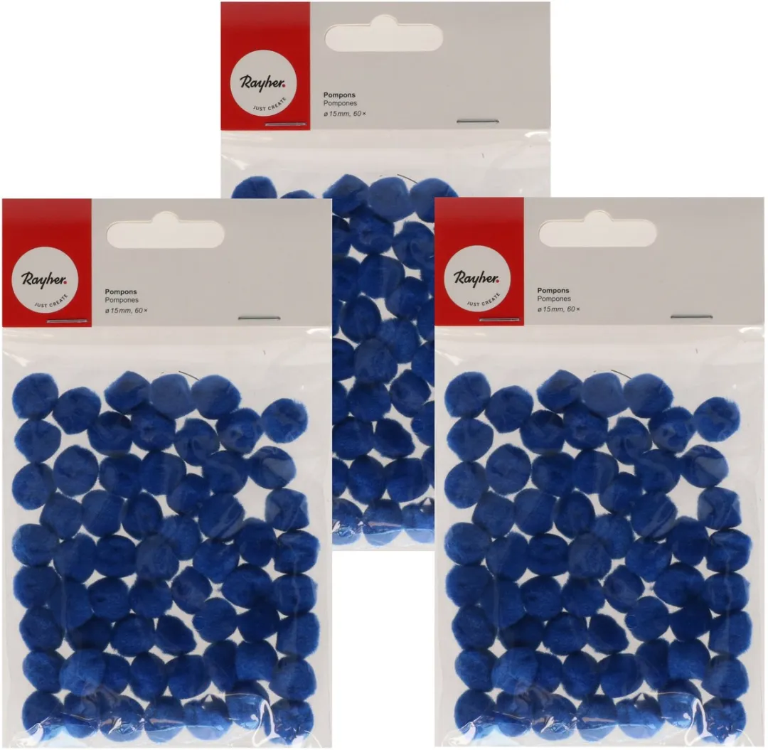 Rayher Hobby Pompons 15mm Donkerblauw - 180 Stuks