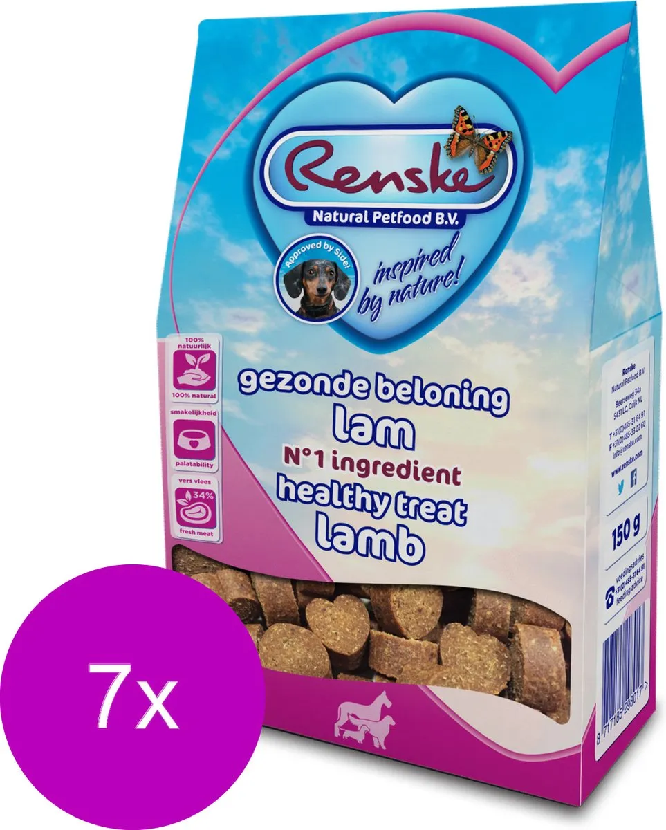 Renske Gezonde Beloning Hartjes Lam 150g - 7 Stuks