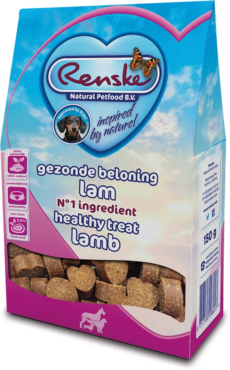 Renske Gezonde Beloning Hartjes Lam 150g - 7 Stuks