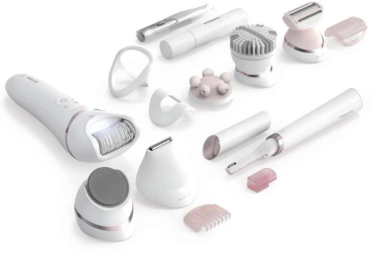 Philips Series 9000 BRE740/90 Beautyset - Ontharen & Pedicure - 10 Opzetstukken - Wit