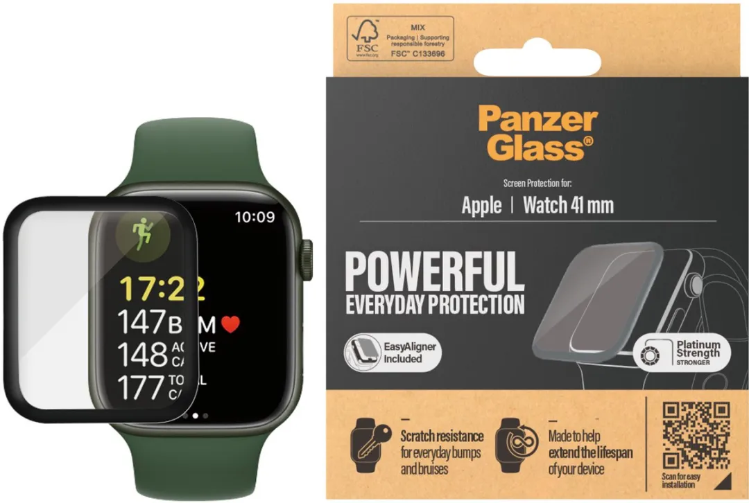 PanzerGlass Platinum Screenprotector Apple Watch 41mm - Transparant