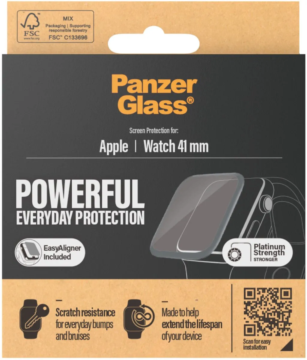 PanzerGlass Platinum Screenprotector Apple Watch 41mm - Transparant