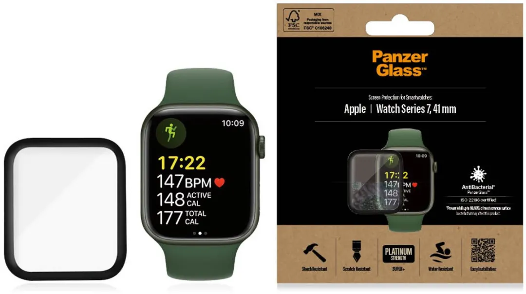 PanzerGlass Platinum Screenprotector Apple Watch 41mm - Transparant