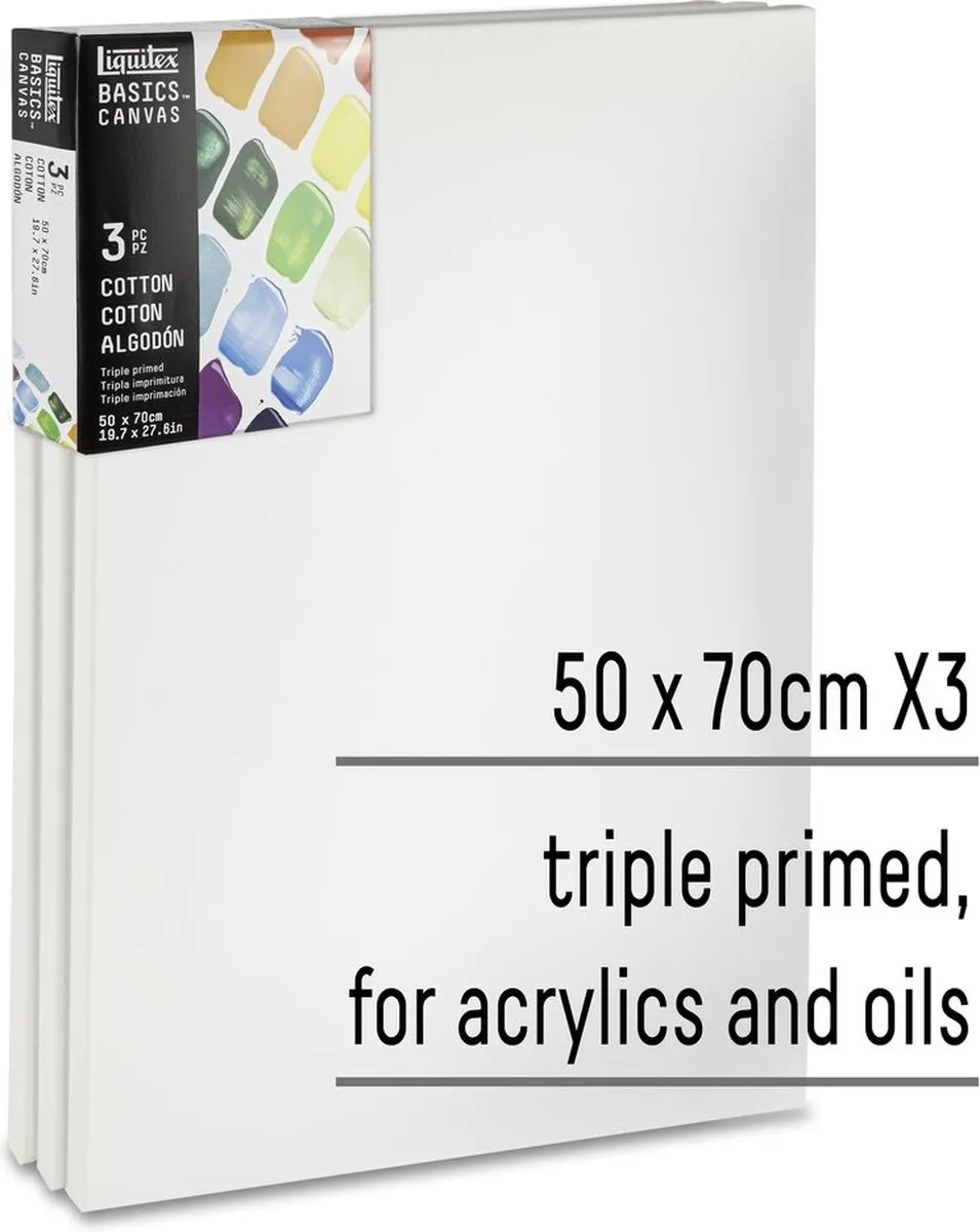 Liquitex Basics Canvas 50x70cm - Set van 3 - 100% Katoen 280g/m²