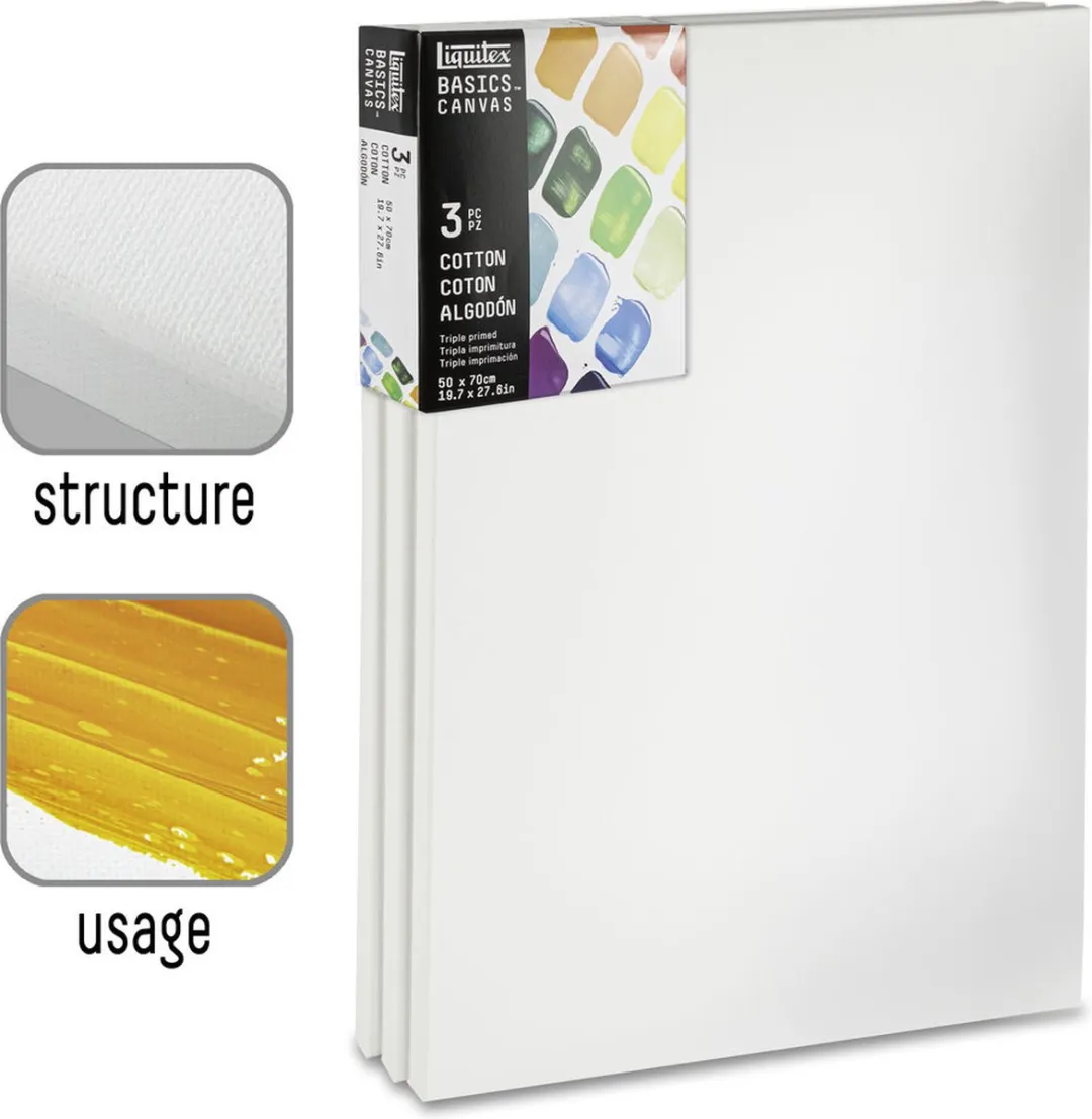Liquitex Basics Canvas 50x70cm - Set van 3 - 100% Katoen 280g/m²