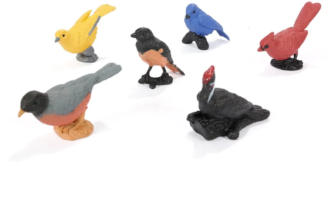 PIA Soft Toys Mini Vogel Set - 6 Stuks 4-8cm - Multicolor
