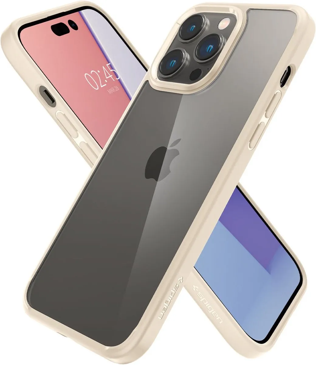 Spigen Crystal Hybrid iPhone 14 Pro Max Hoesje - Beige