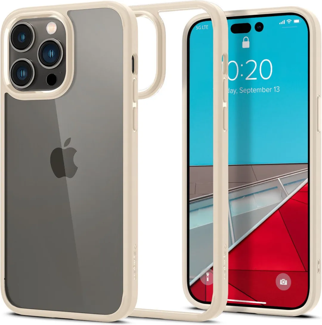 Spigen Crystal Hybrid iPhone 14 Pro Max Hoesje - Beige