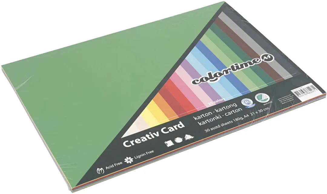 Colortime Gekleurd Karton A4 - 30 Stuks Multicolor