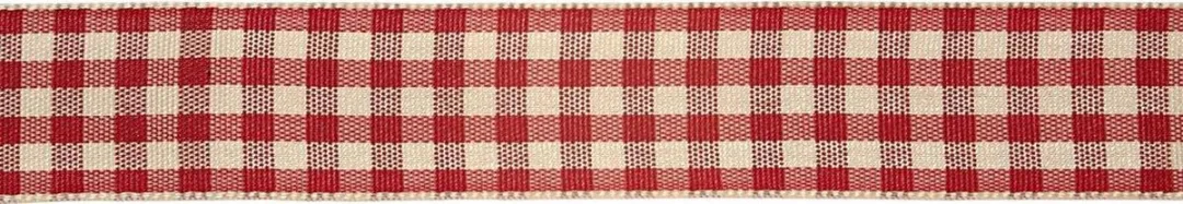Creativ Company Geruit Lint 20mm - Antiek Rood/Wit - 25m