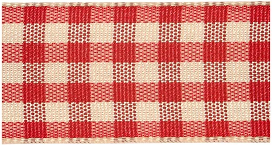 Creativ Company Geruit Lint 20mm - Antiek Rood/Wit - 25m