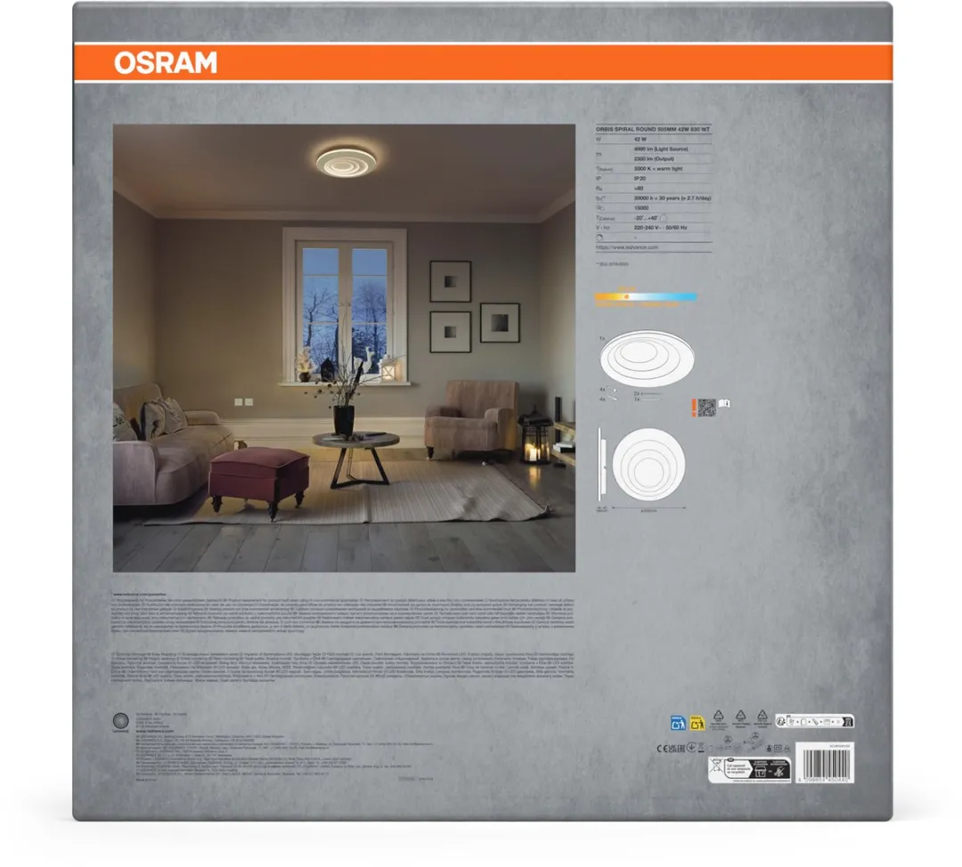 Osram Orbis Spiral Round LED Plafondlamp 505mm - 42W 4000lm Wit - afbeelding 6 van 6