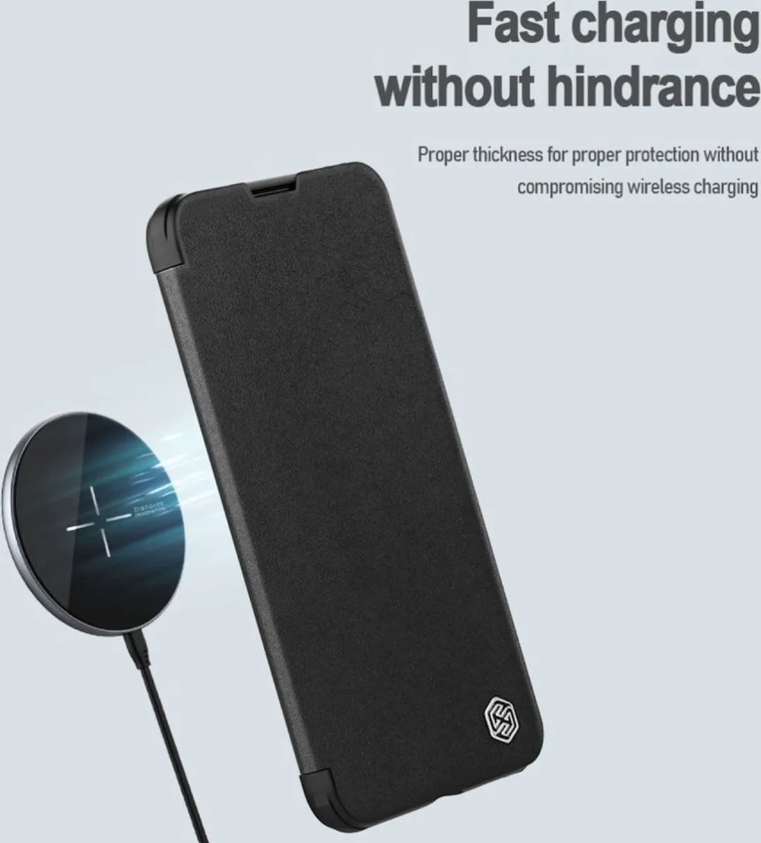 Nillkin Qin Pro Hoesje iPhone 14 Pro - Kunstleer - 2 Pasjes - Zwart