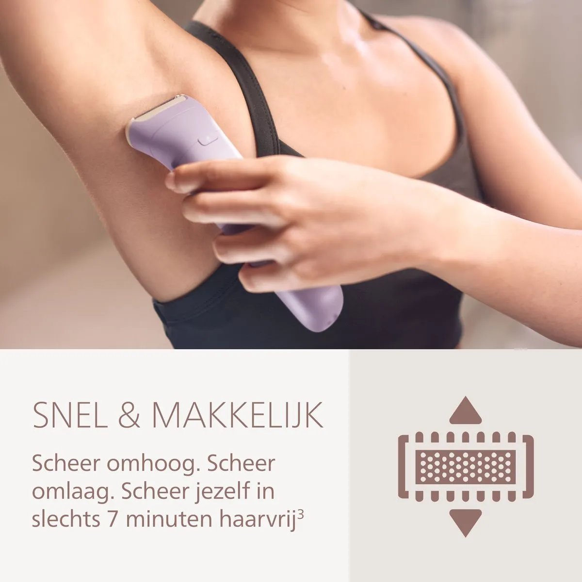 Philips Series 6000 LadyShave | Eenvoudig scheren, zelfs op gevoelige plekken | Met 3 accessoires |Paars | BRL138/00
