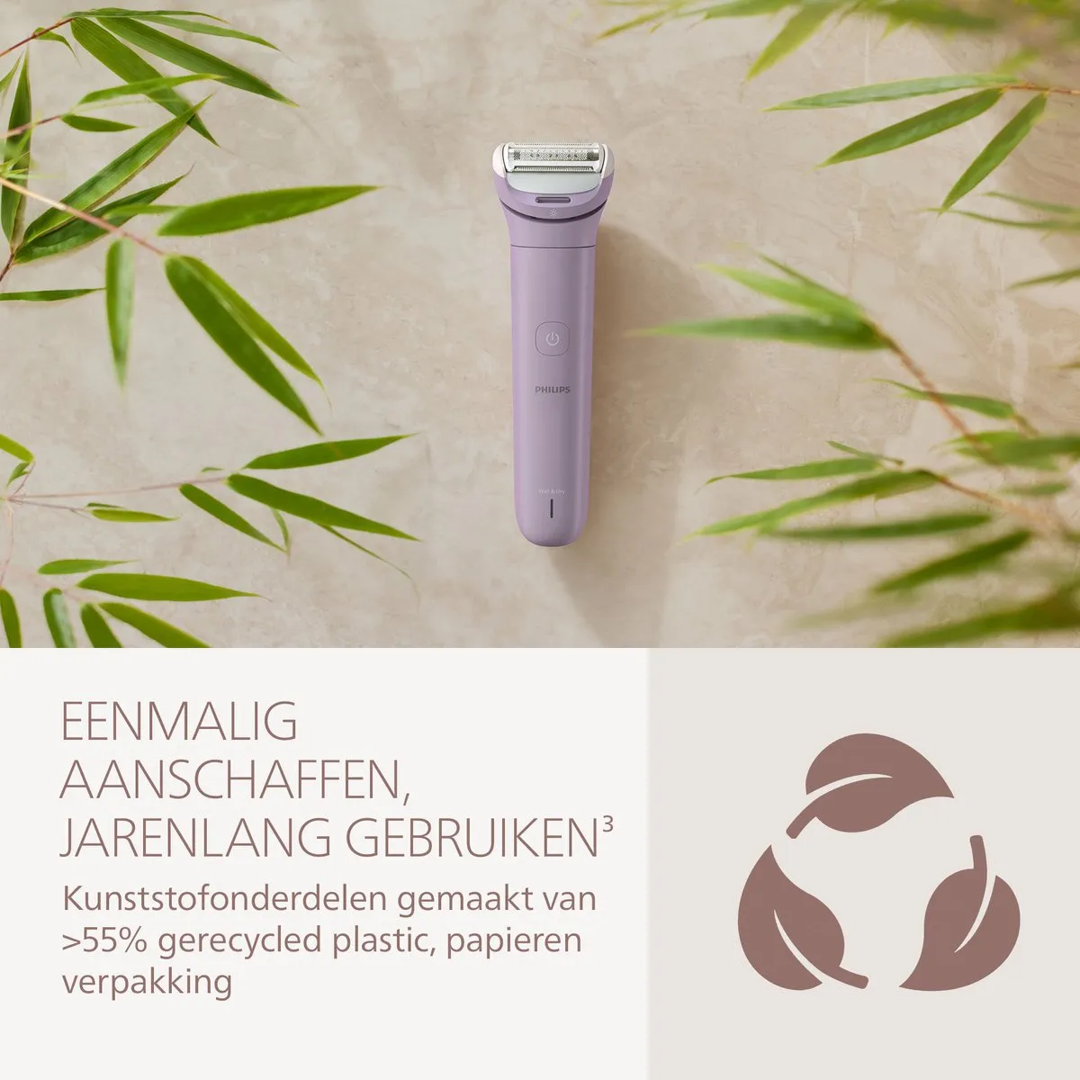 Philips Series 6000 LadyShave | Eenvoudig scheren, zelfs op gevoelige plekken | Met 3 accessoires |Paars | BRL138/00