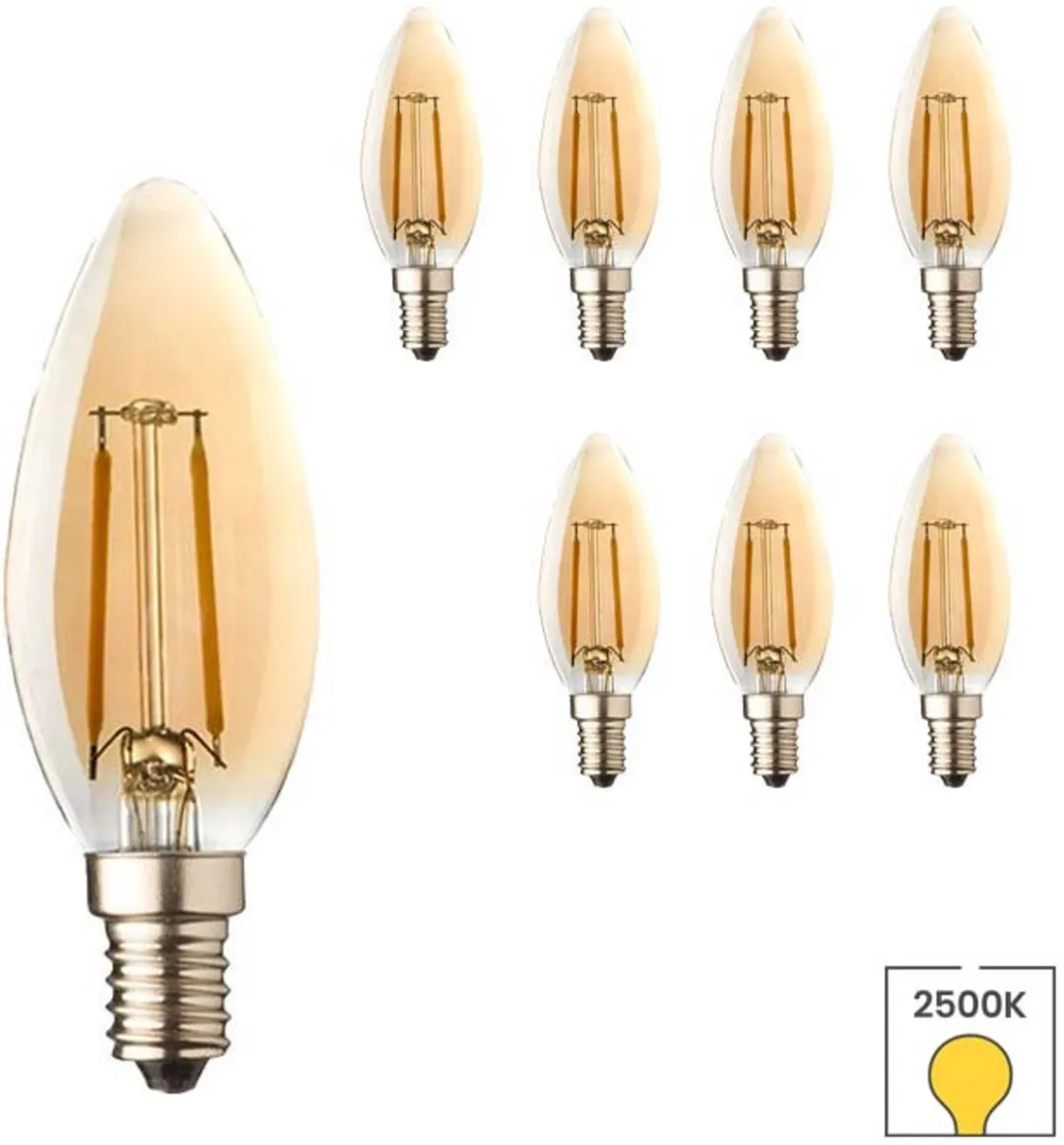 Lybardo E14 LED Kaarslamp 8-pack - 0.6W 2500K - Amber