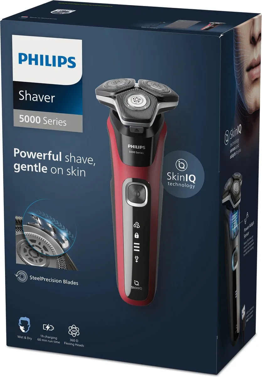 Philips Series 5000 S5883/10 Scheerapparaat - 90.000 Snijbewegingen - Zwart/Rood