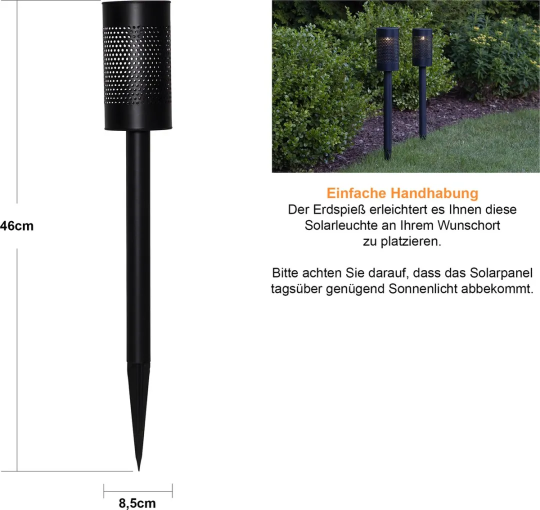 Star Trading Zonne-energie Tuinlamp Blace - Ø8.5cm - Zwart