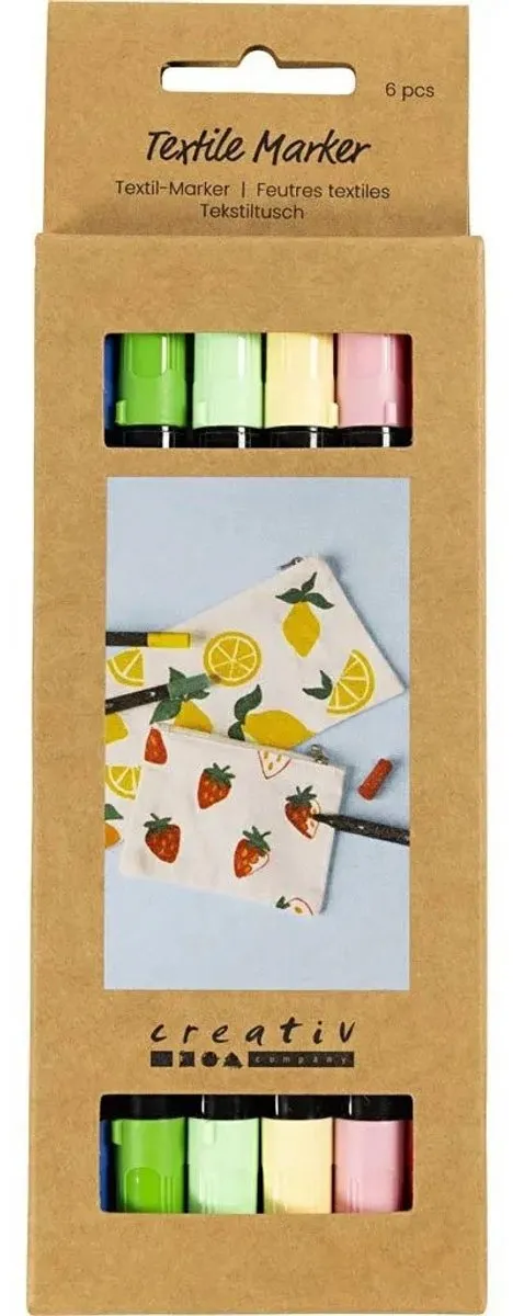 Creativ Company Tekstielstiften Posca 01 - 6 Stuks - Lichtgeel/Rood/Rozerood/Blauw/Lichtgroen/Donkergroen
