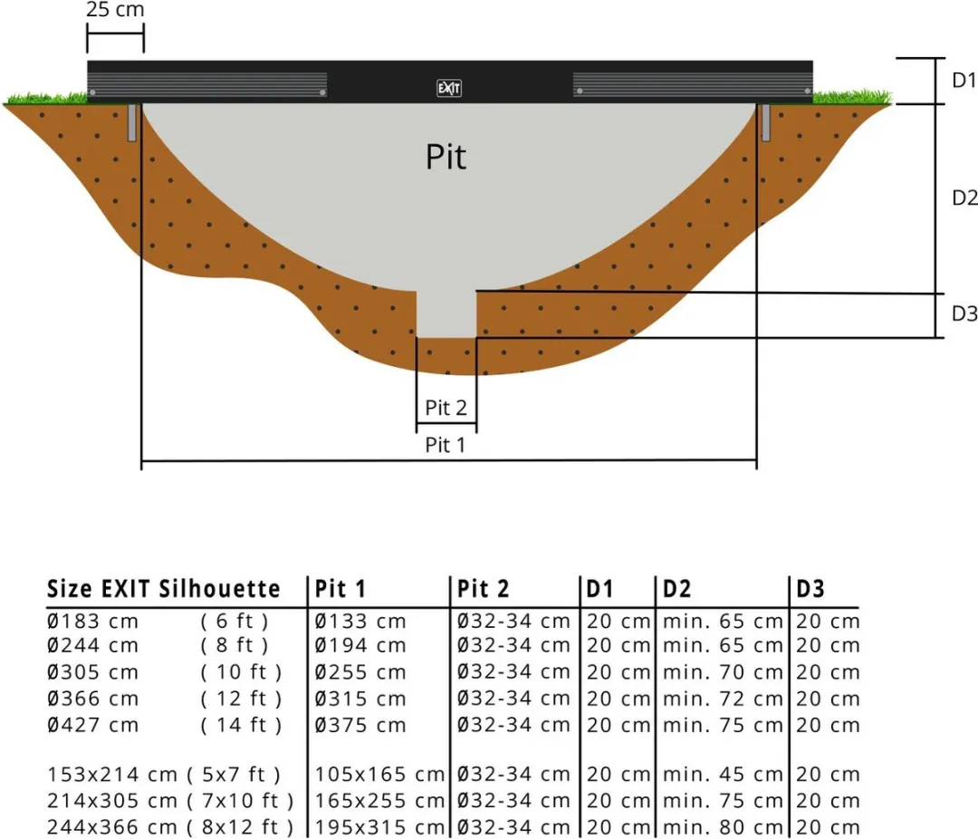 EXIT Silhouette Inground Trampoline Ø183cm - Zwart