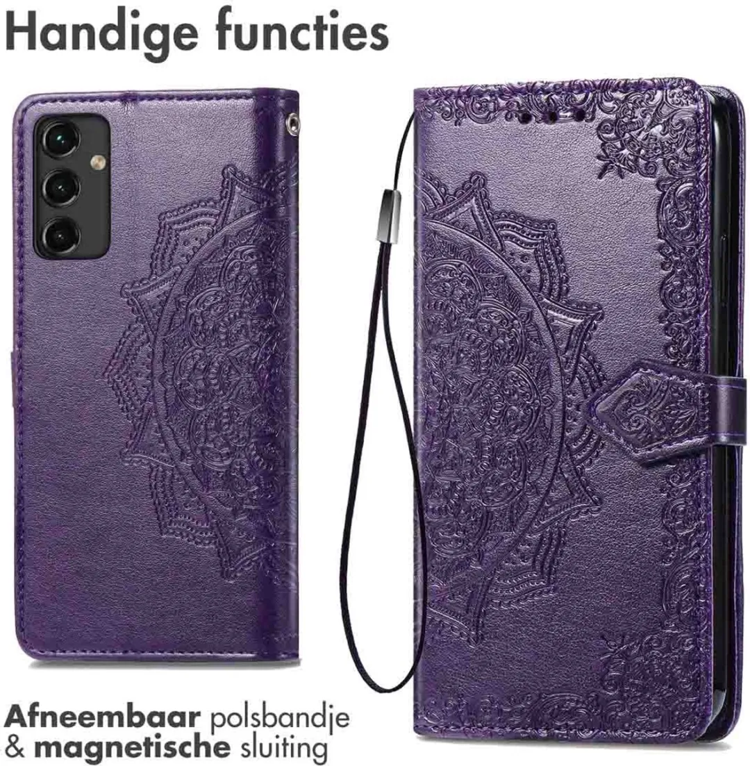 Imoshion Hoesje Samsung Galaxy A14 - Mandala Bookcase Paars - 3 Pasjes