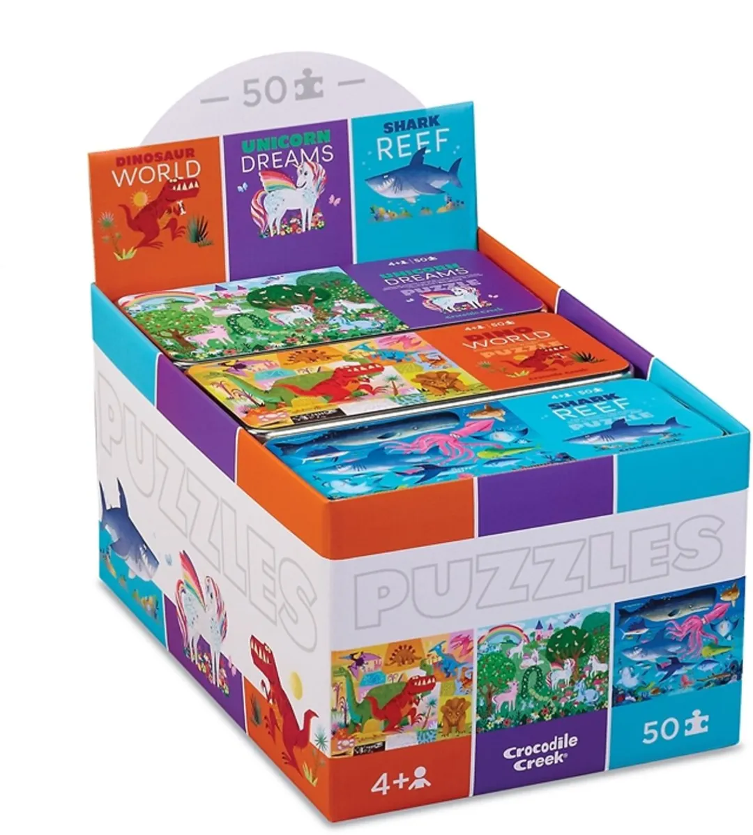 Crocodile Creek 50-delig Blikken Puzzels Assortiment 1000 Stuks - Multicolor