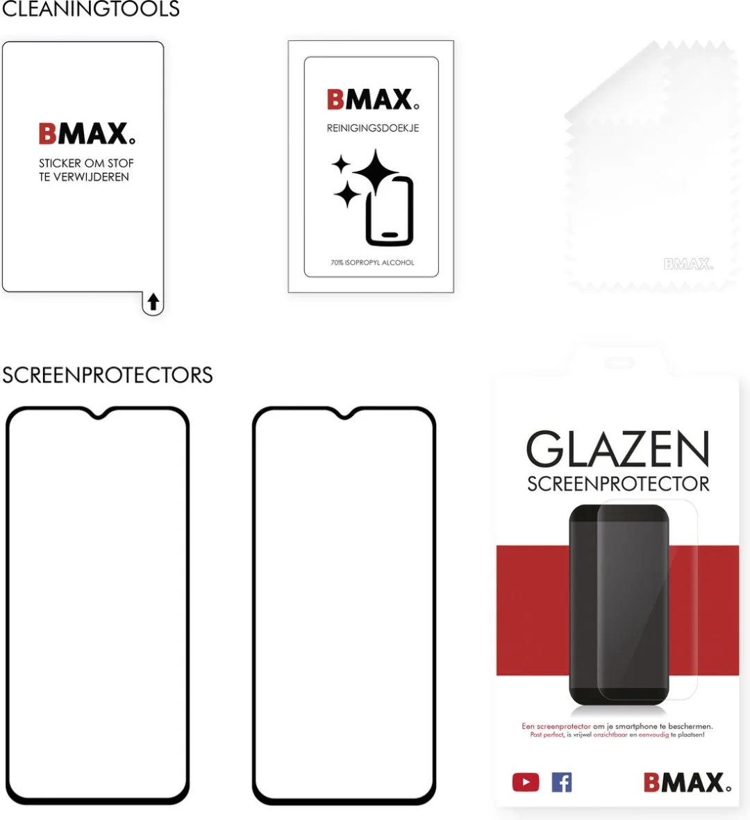 BMAX OPPO A54S Screenprotector Glas 2 Stuks - Zwart