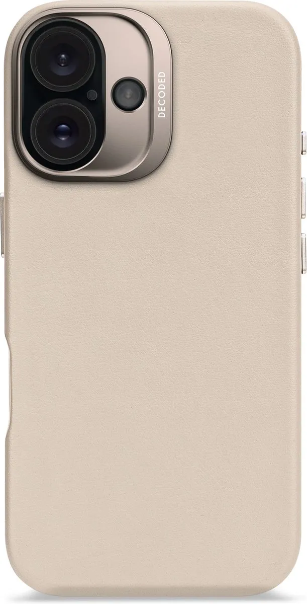 DECODED Leren Hoesje Geschikt voor iPhone 16 - Gemaakt van Premium ECCO Leer - Geschikt voor MagSafe - Clay Beige