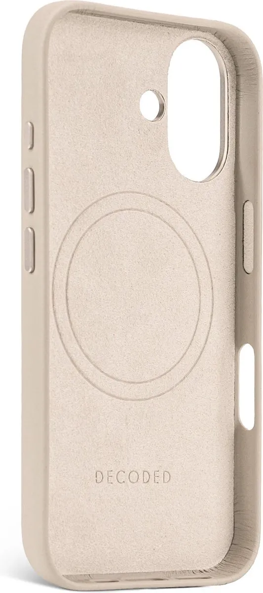DECODED Leren Hoesje Geschikt voor iPhone 16 - Gemaakt van Premium ECCO Leer - Geschikt voor MagSafe - Clay Beige