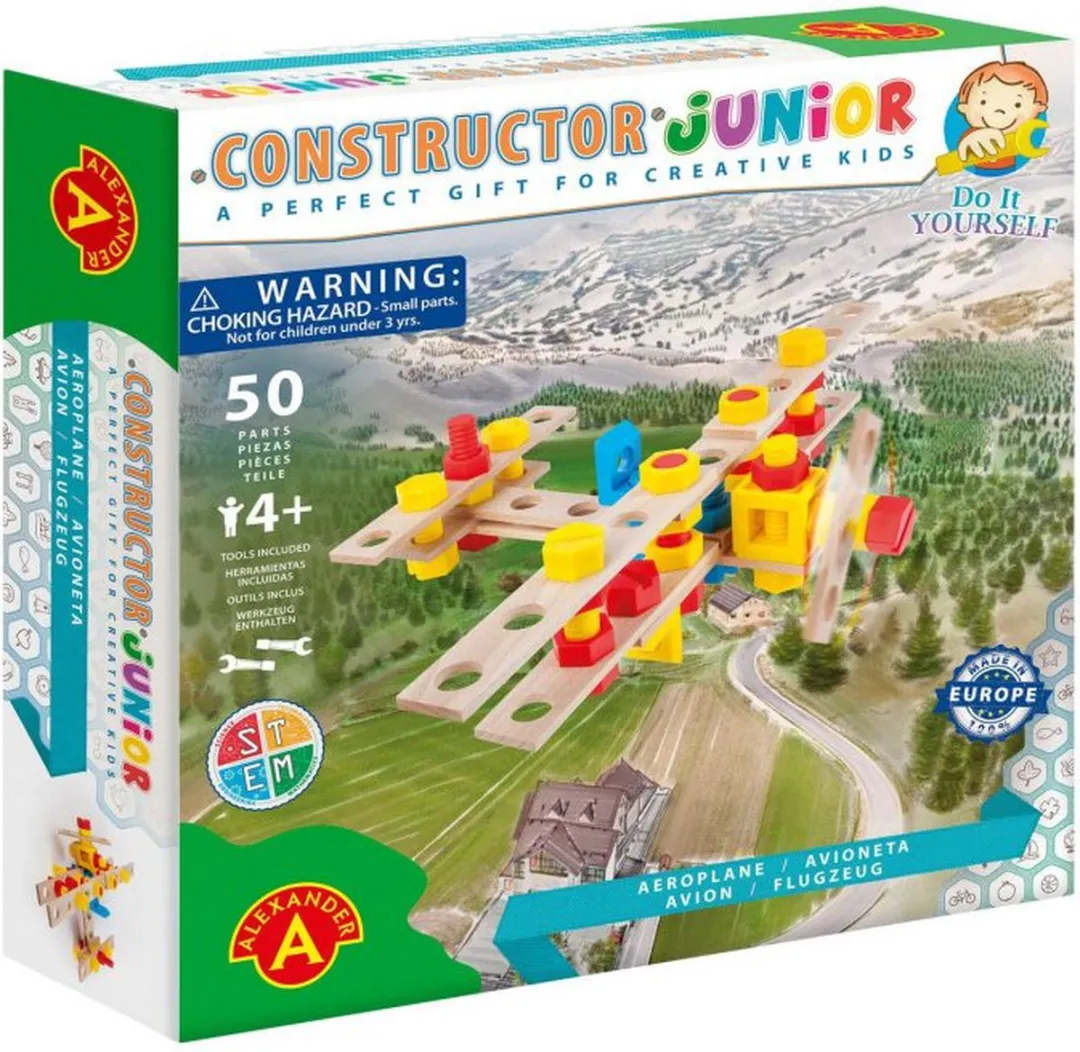 Alexander Toys Constructor Junior Vliegtuig - 50 Stuks - Multicolor