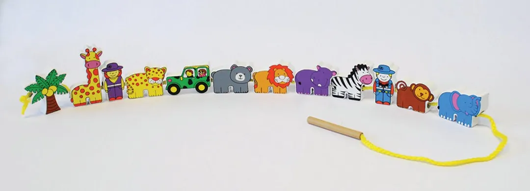 Viga Toys Rijgspel Dierentuin 59549 - 12 Figuren - Multicolor