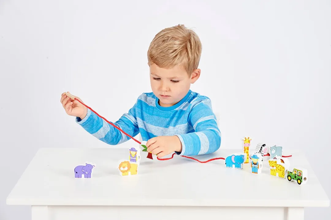 Viga Toys Rijgspel Dierentuin 59549 - 12 Figuren - Multicolor