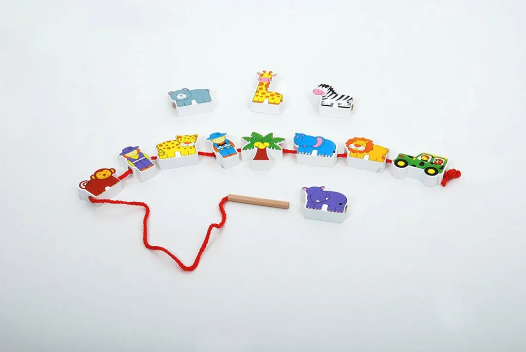 Viga Toys Rijgspel Dierentuin 59549 - 12 Figuren - Multicolor