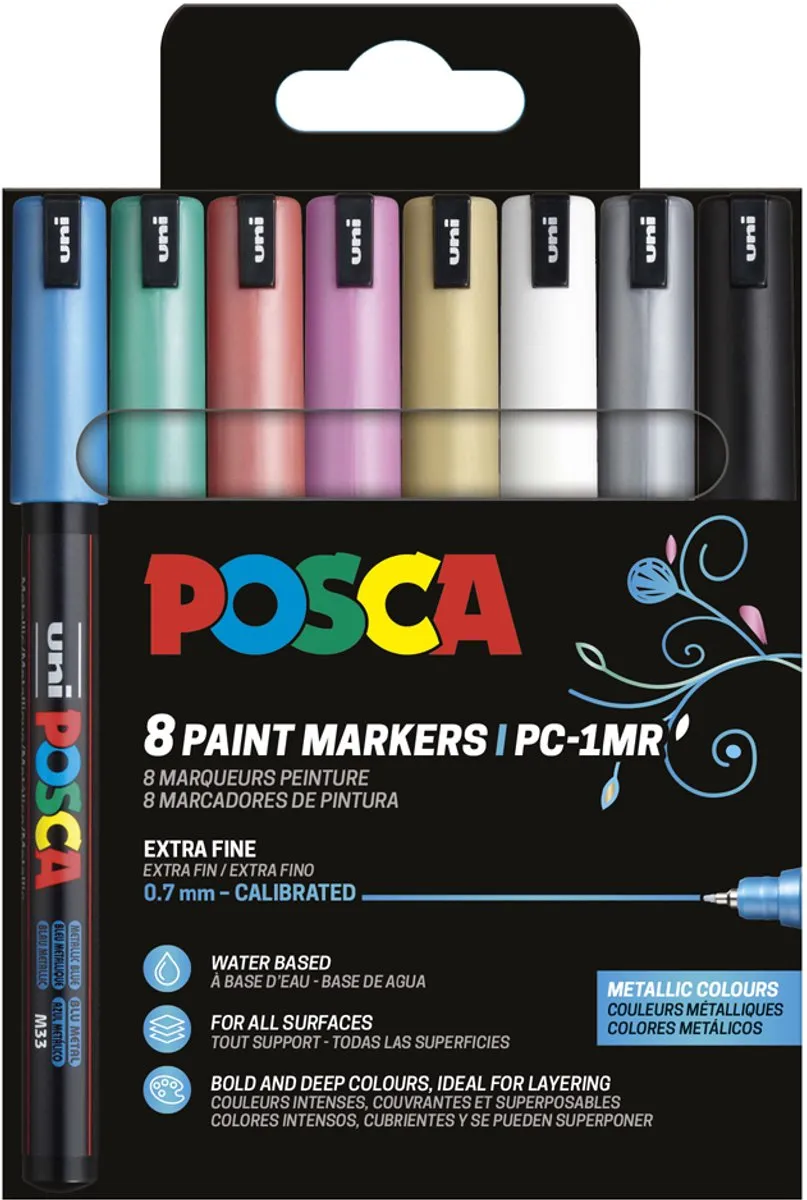 Posca Uni PC1MR Blauw Stiften 0.7mm - 4 Stuks