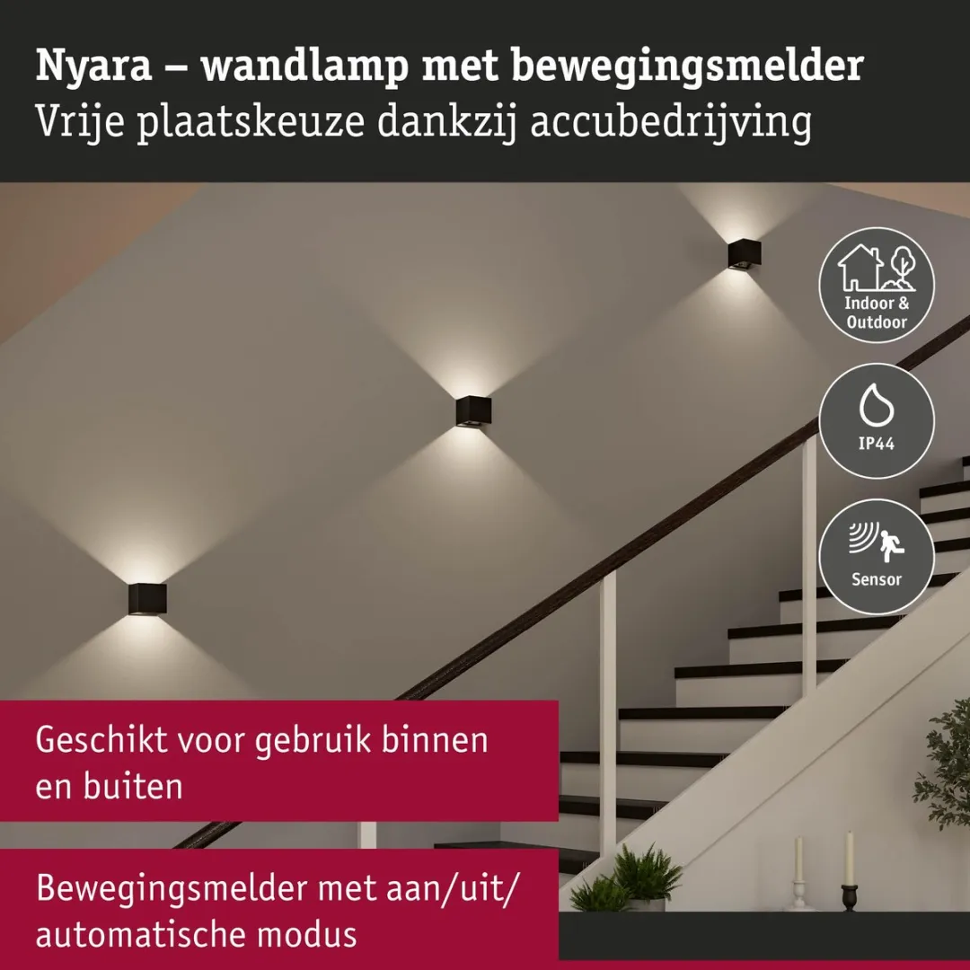 Paulmann Nyara LED Wandlamp IP44 2x1W - Zwart