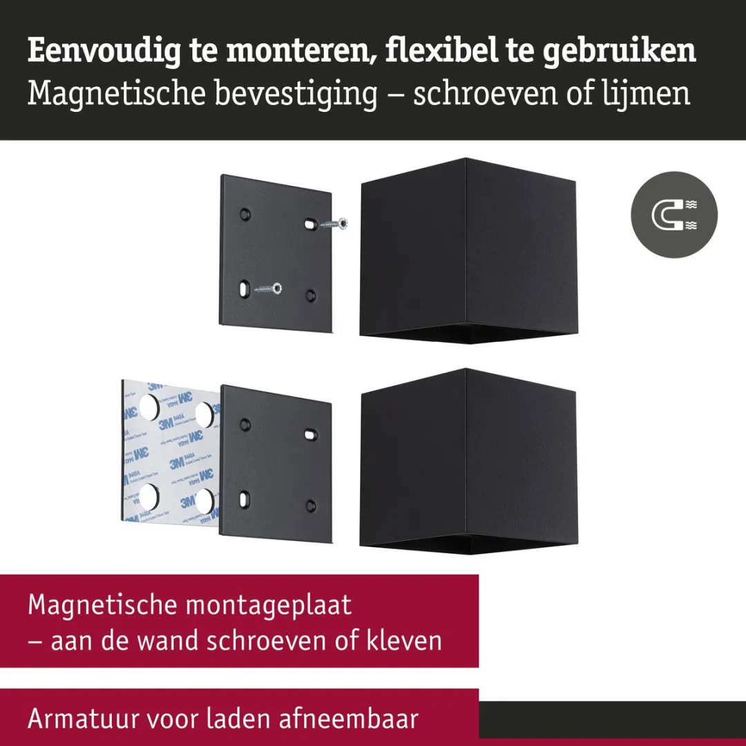 Paulmann Nyara LED Wandlamp IP44 2x1W - Zwart - afbeelding 6 van 6