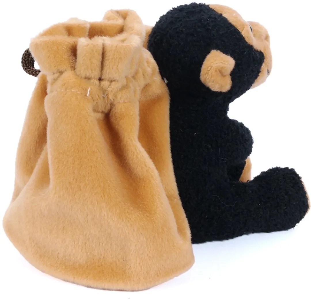 PIA Pluche Chimpansee Knikkerzak 12cm - Bruin/Zwart