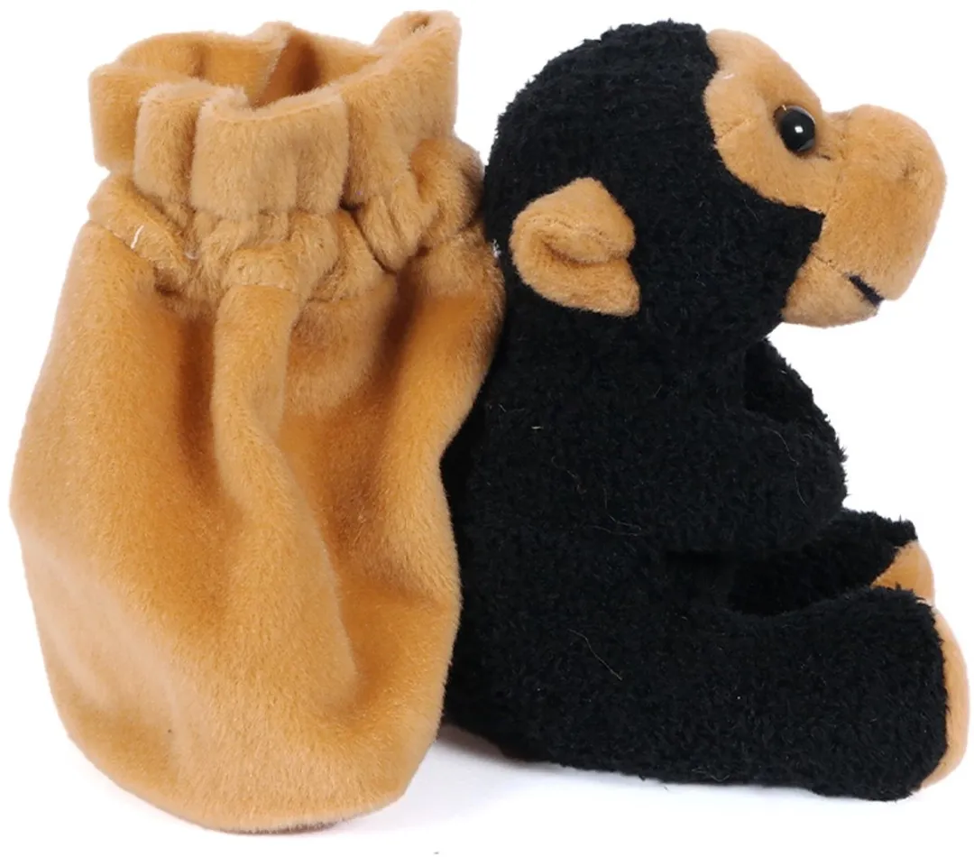 PIA Pluche Chimpansee Knikkerzak 12cm - Bruin/Zwart