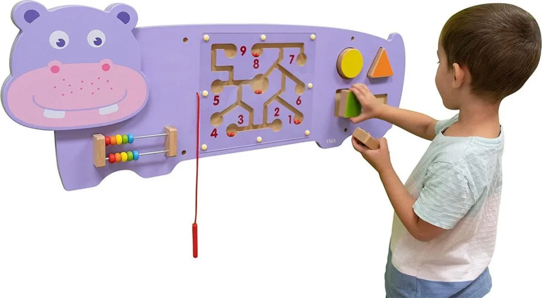 Viga Toys Nijlpaard Wandspeelbord - Paars