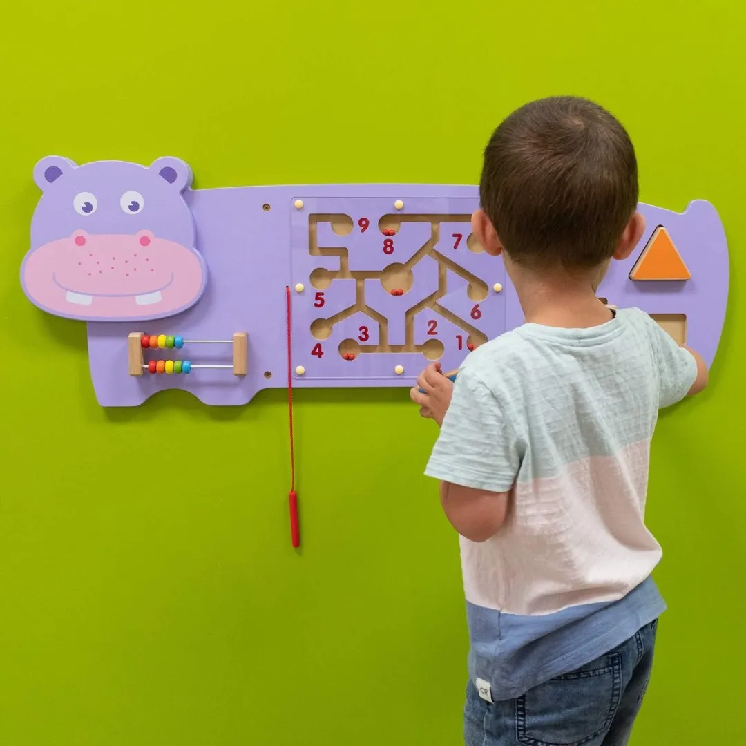 Viga Toys Nijlpaard Wandspeelbord - Paars - afbeelding 6 van 6