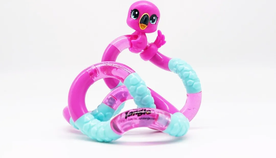 Tangle Toys Jr. Pets Linky Flamingo Fidget Toy - Roze/Blauw