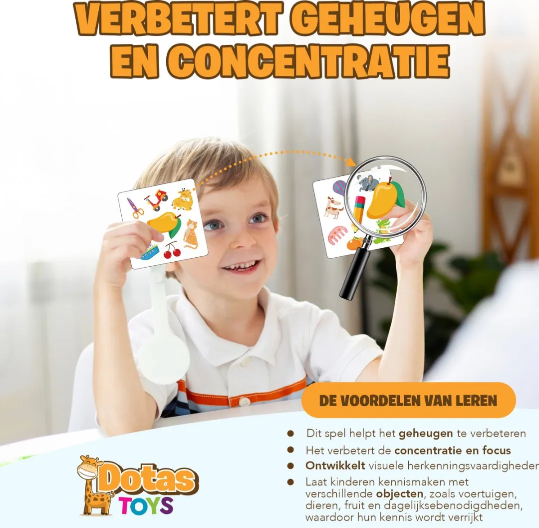DotasToys® Gekke Omdraai Kaartspel - Educatief Kaartspellen Kinderen vanaf 4 Jaar - Memory Spelletjes - Speelkaarten - Leuk, Leerzaam & Compact Reisspel
