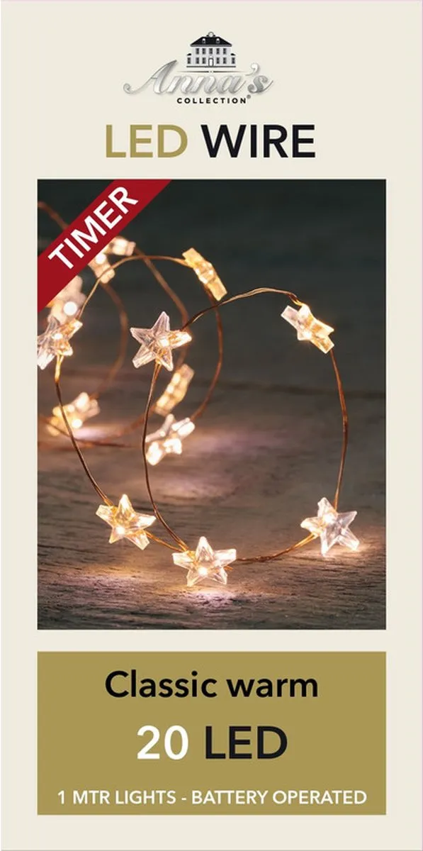 Anna's Collection Kerstverlichting Lichtsnoer 2x - 20 Sterren - 100cm