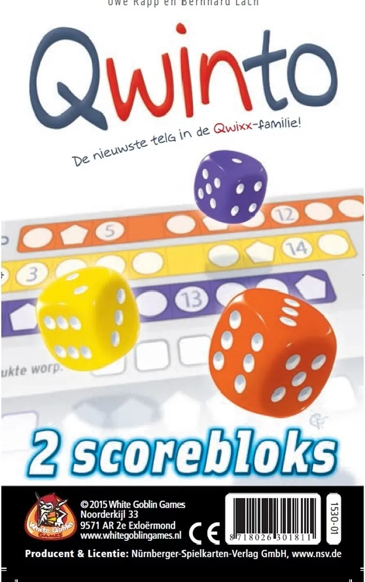 White Goblin Games Qwinto Bloks WGG1530 - Navulblok - 160 Scorebladen - Meerdere kleuren