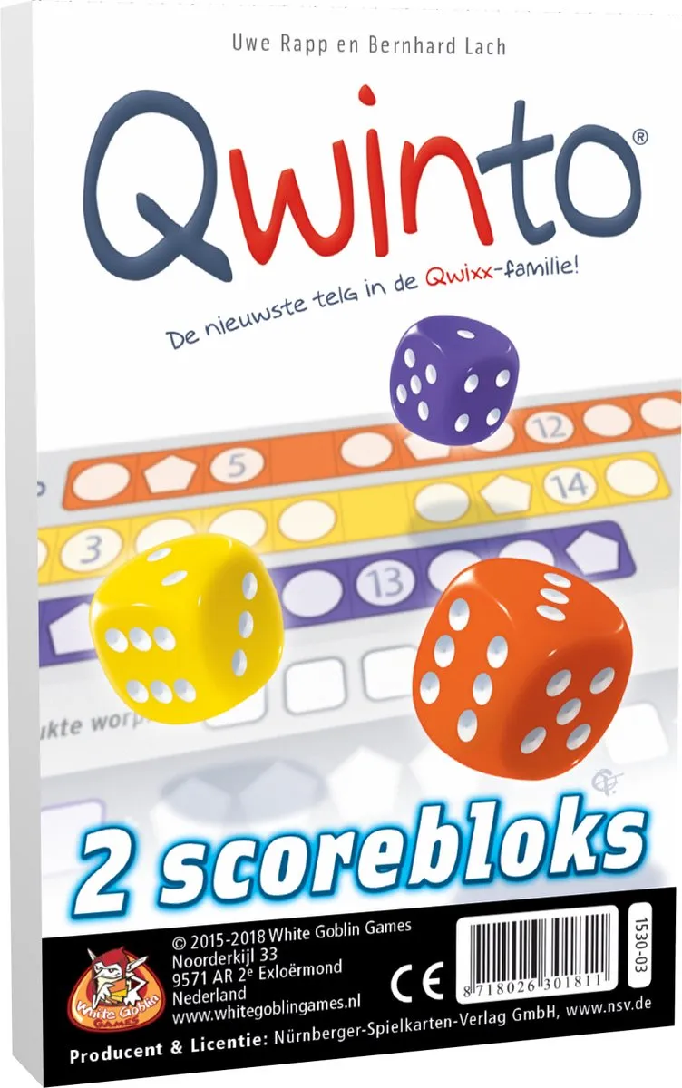 White Goblin Games Qwinto Bloks WGG1530 - Navulblok - 160 Scorebladen - Meerdere kleuren