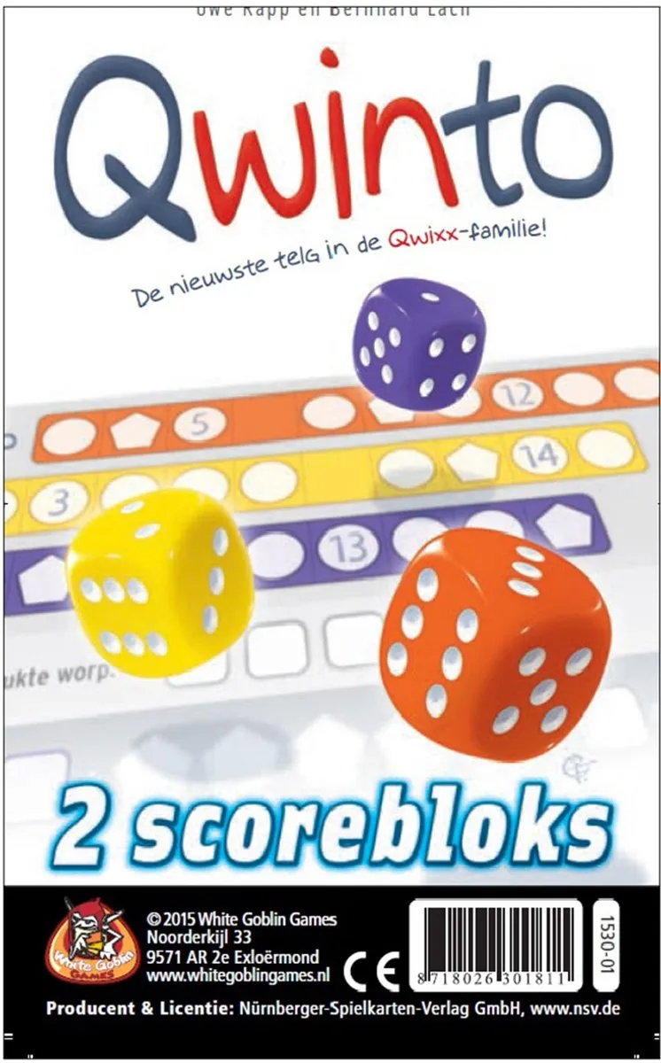 White Goblin Games Qwinto Bloks WGG1530 - Navulblok - 160 Scorebladen - Meerdere kleuren